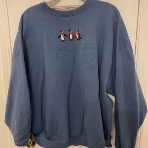 Gildan Blue Sweatshirt with Penguin Design